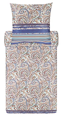 Bassetti NOTO 9321843 - Juego de Ropa de Cama y Funda de Almohada de 100% satén de algodón en Color Gris G1, Medidas: 135 x 200 + 1 K 80 x 80 cm