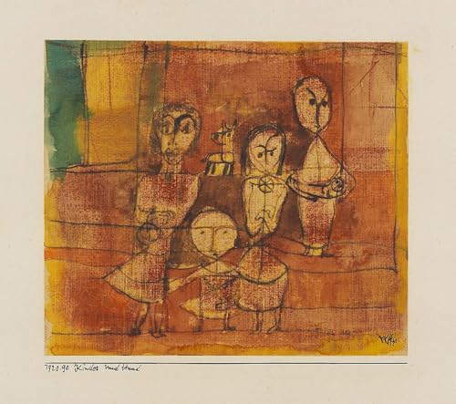 Lienzo decorativo para pared de Paul Klee, cuadro vintage Niños y perro 60x90cm