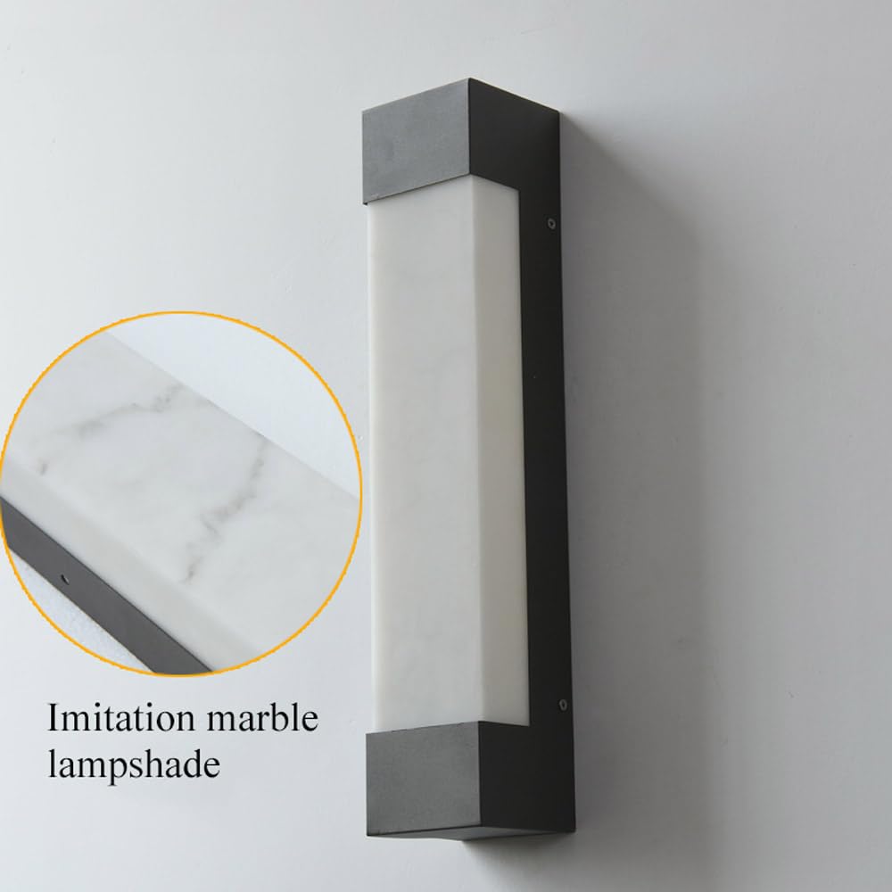 Applique murale extérieure moderne 17,7 pouces imitation marbre Appliques murales extérieures luminaire 3000K Intérieur Extérieur LED Long Éclairage Mural Pour Maison Porche Couloir Escalier Salon
