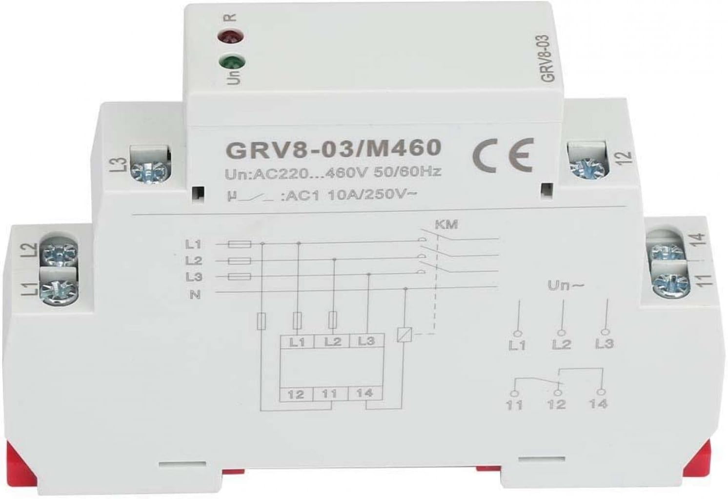 Three Phase Voltage Monitoring Relay, 3-Phase Sequence Three Phase Voltage Relay GRV8-03 Monitoring Relay Phase Sequence for Mobile Device Connection Control(M460)