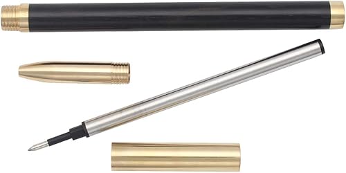 Miniatura 3 de Gullor Ingenuity - Bolígrafo de madera hecho a mano, tapa de latón, bolígrafo de tinta negra para oficina y negocios, color negro