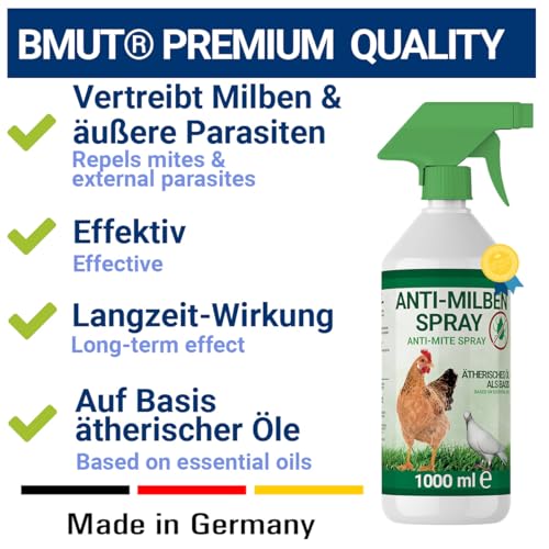 3X 1000ml Milbenspray für Geflügel wie Hühner & Vögel - Sofort & Langfristig gegen Parasiten, bei Akut & Vorbeugung (3X 1000ml)