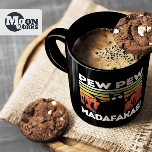 MoonWorks® Kaffee-Tasse mit Spruch Pew Pew Madafakas! schwarze Katze Spruch Meme lustig Bürotasse lustige Kaffeebecher Schwarz Keramik-Tasse – Ansicht 5