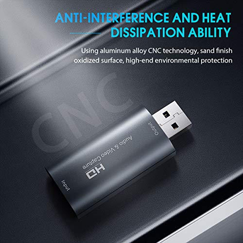 Foxnovo Audio Video Capture Card HDMI to USB 2.0 Full HD 1080p 30fps Record via DSLR Camcorder Action Cam for High Definition Acquisition Video Conference or Live Broadcasting - Thumbnail 6