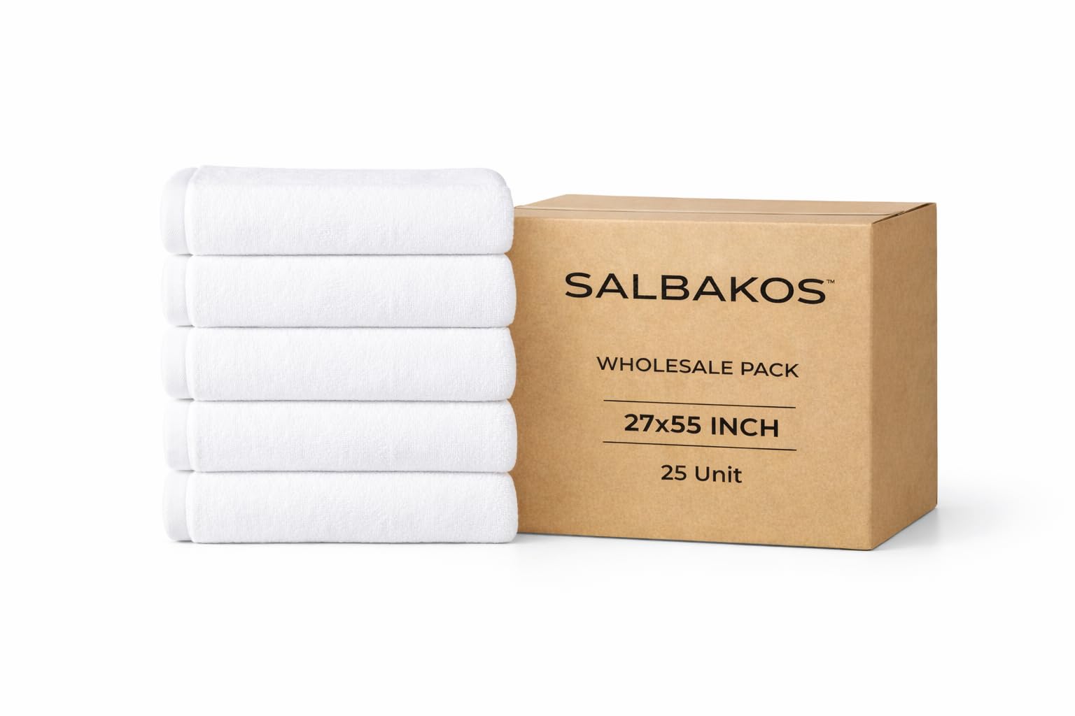 100 Turkish Cotton 25-Pack Bulk Bath Towels 550 GSM Wholesale White Bath Towel Set for Hotel Spa 27x55