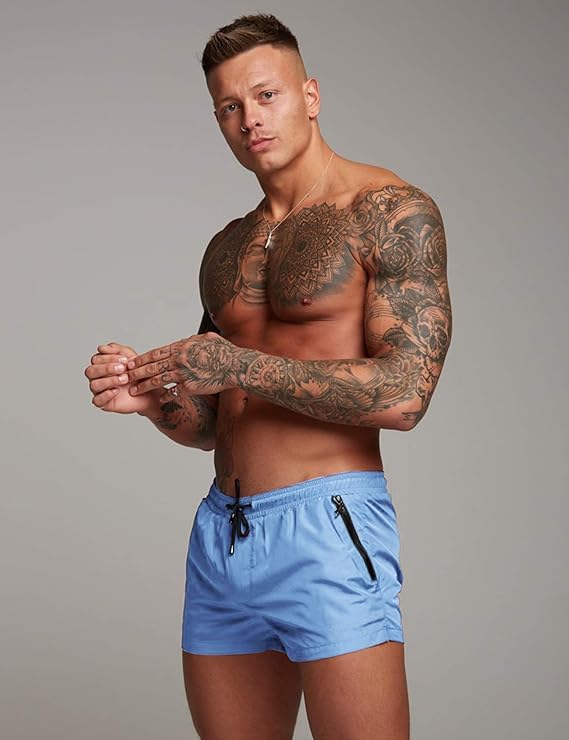 COOFANDY Short de bain pour homme, taille de S à XXL, bleu ciel, Large