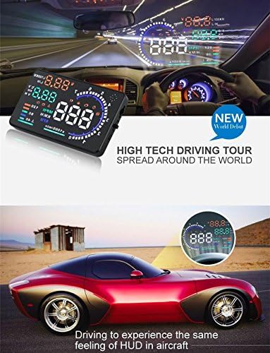 AUTOLOVER® A8 5.5 inch OBD II Car Windshield HUD Head Up Display with Speed Fatigue Warning RPM MPH Fuel Consumption