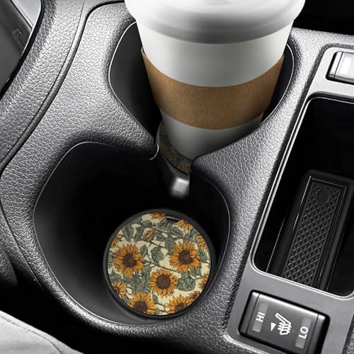 Posavasos para portavasos de auto 2.6" 2 Pack madera miniatura 6