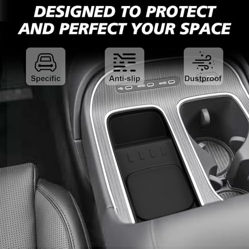 Image of Muslogy Center Console Inserts Compatible with 2026 Hyundai Palisade Accessories Center Console Wireless Charger Protective Mat Liner Anti-Slip Silicone Phone Charge Area Charging Protection