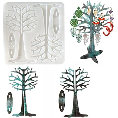 Resin Mold Jewelry Rack,Tree Silicone Resin Earring Holder Mold Jewelry Display Rack Epoxy Mould Resin Casting Tree Shaped Hanging Stand DIY Craft for Christmas Gift Valentine's Day Cover