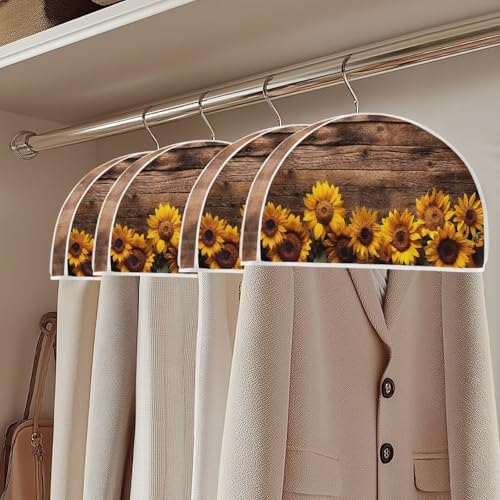 Sunflower Hanging Garment Bag Wood Print Breathable Garment Shoulder Foldable Comfortable for Home4