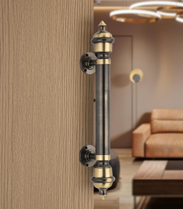 CENTRA Full Brass Main Door Handle | Pull Handles for All The Doors of House | Office | Hotels | Size: 12" 25 MM PH-Maharaja, Antique Finish | Pack of 2