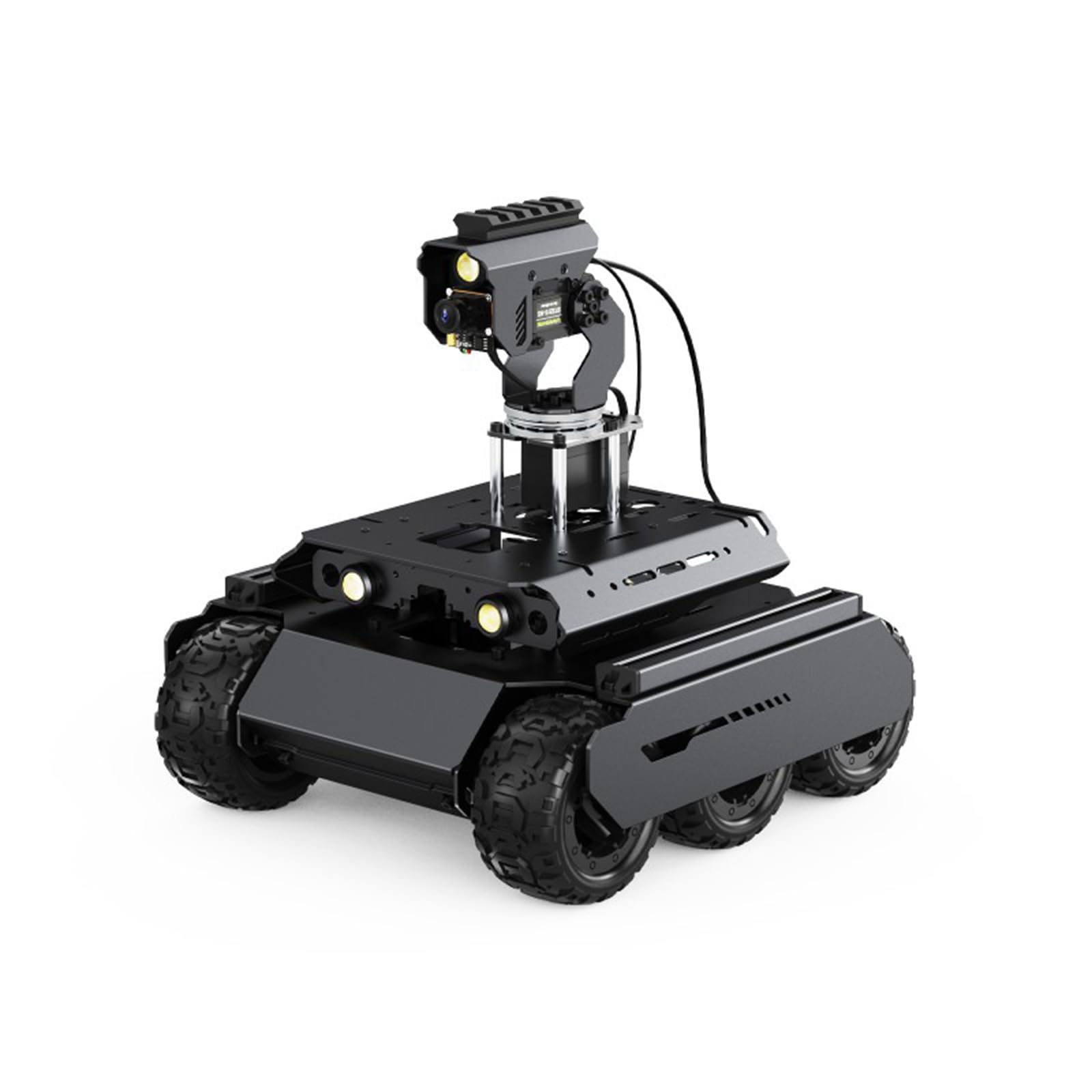 TUOPUONE UGV Rover Open-Source 6 Wheels 4WD AI Robot Compatible with Raspberry Pi 4B / Raspberry Pi 5 Dual Controllers All-Metal Body Computer Vision Without RPi5?with Pan-Tilt Module