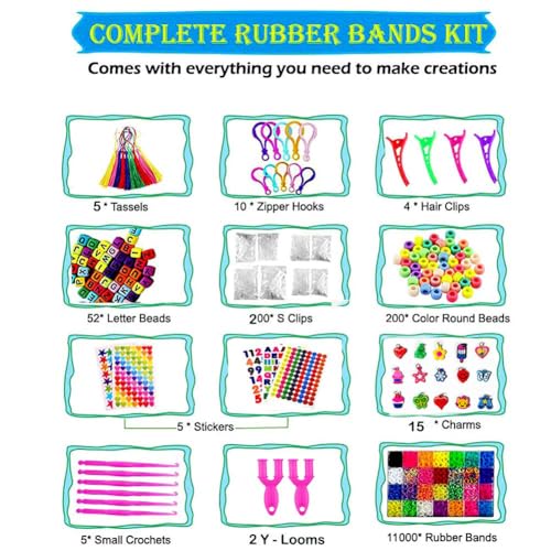 Image of YITOHOP 12080+ Loom Bands Set, Rubber Bands for Bracelet Making Kit, DIY Arts & Crafts Idea, Friendship Bracelet Birthday Gift Kits for Kids Girls Boys Creative Art Crafts (Pack of 4)