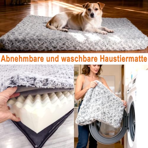NWIWI Orthopädisches Hundebett 90x70x8cm Mittelgroß Hunde Waschbar Hundedecke Memory Foam Katzenbett Hundebett Hundekissen Grosse Hunde Anti-Rutschboden Hundematte-Gray