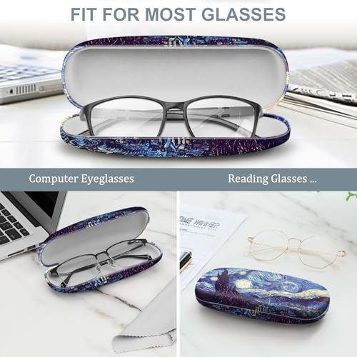 Image of FINTIE Hard Shell Eyeglasses Case, Portable Protective Glasses Cover Eyeglass Holder Box with Cleaning Cloth for Men Women