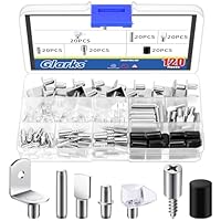 Glarks 140pcs 6 Style Regal Pins Regal Peg Pins Kit, beinhaltet Kunststoff Schrank Regal Unterstützung Pins, flache Löffel Pegs, zylindrische Stifthalter, L-förmige Regal Unterstützung Pegs