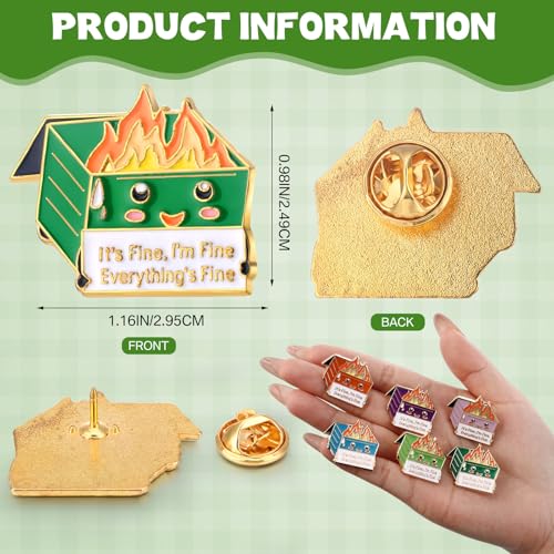 Image of Ferreve Dumpster Fire Pins Bulk Back to School Gift for Teacher Appreciation Pin Funny Dumpster Fire Office for Staff