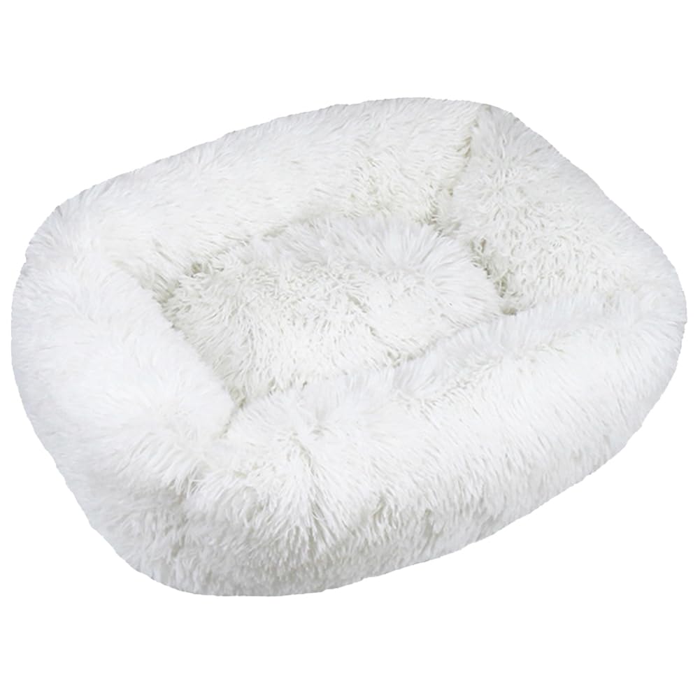 HotYou Plush Donut Dog Bed, Calming Rectangle Bed for Cat Dog 2.5-40KG, Soft and Fluffy Cuddler Pet Cushion Self-Warming Puppy Beds Machine Washable,White,XXL 110 * 90 CM(<40KG) — image 1