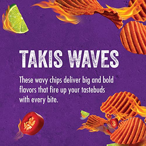 Takis waves fuego hot chili pepper and lime flavor chips 71g pack of 20