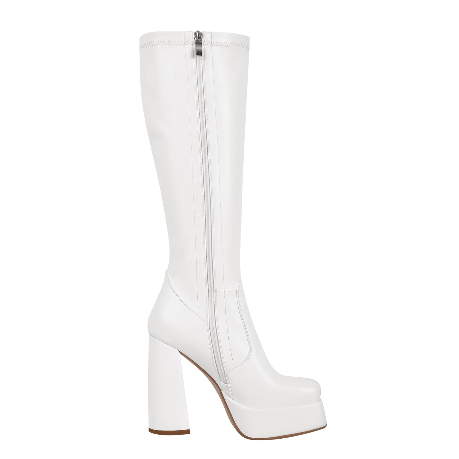 MissHeel Botas Plataforma Largo Tacón Cuadrado Tacones altos Dedos Cuaticos Negro