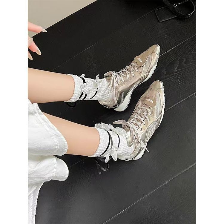 Sneakerina Ballet Sneakers for Women Pointed Toe Lace-up Cute Y2K Lolita Kawaii Elegant Dressy Fashion Trendy Good Looking Gifts for Daughter Back to School Sports Spring Summer Fall Outdoors3