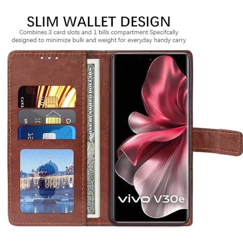 Image of Amazon Brand- Solimo Flip for Vivo V30e 5G (Leather Brown)