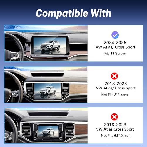 Image of Magnetic Phone Holder for Volkswagen Atlas (2024 2025 2026, 12inch) / VW Altas Cross Sport, 15W Wireless Car Charger for iPhone & Samsung, 360 & Hands Free, with Storage Box, New Car Accessories