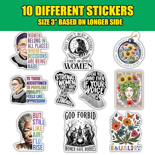Calcomanías feministas de vinilo con frases de RBG para empoderamiento, pack de 10 3