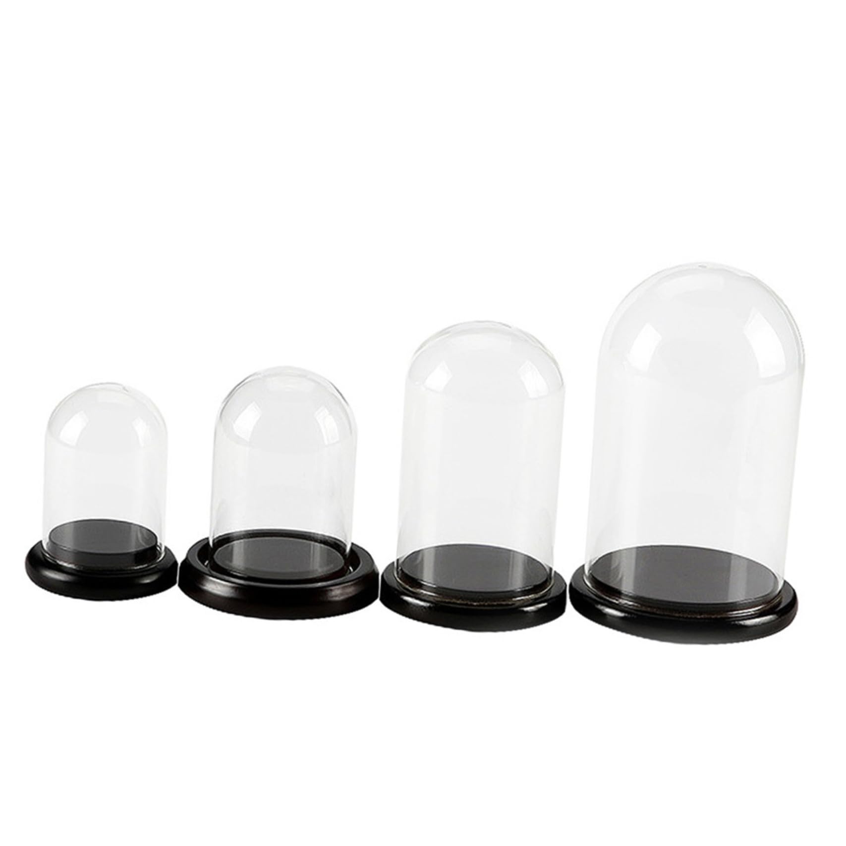 Vosarea Picture 1 Glass Display Dome Cloche Tabletop Display Case With Wood Base Decorative Clear Glass Cloche (60X90mm)