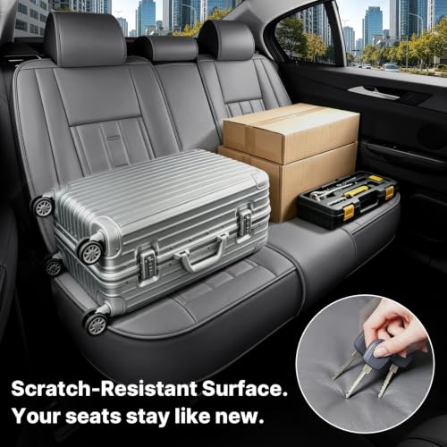Image of Car Seat Covers Full Set for Toyota RAV4 1999-2025 Gray (5 Pack) | Waterproof car seat cover, anti-slip, breathable. Airbag compatible. Seat heating works. Easy clean. Durable stitching.