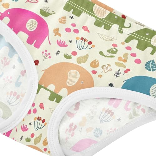 Cotton Toddler Underwear Floral Cute Elephants Beige Panties Little Girl Cartoon Kids Undies Briefs 2t4