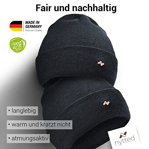 NYTTED® Merino muts van 100% fijnste merinowol voor dames en heren, behaaglijk zacht en zeer warm, merino-beanie, wintermuts, wollen muts, gebreide muts - Image 3
