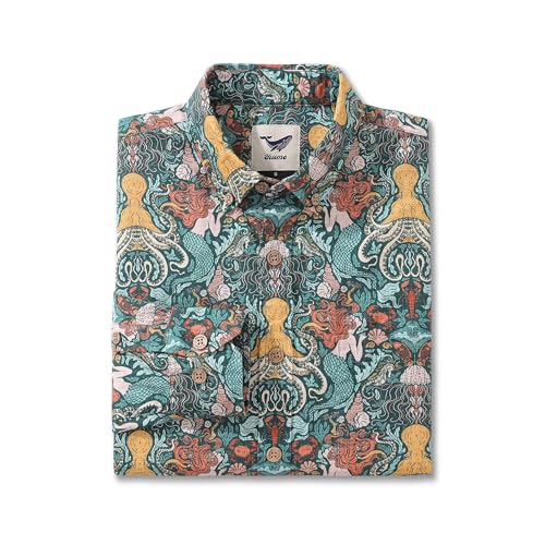 Funny Hawaiian Shirts for Men Long Sleeve Button Down Tropical Shirt Summer Beach Top2