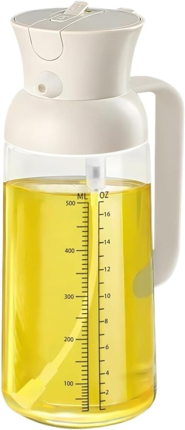 AIEIJJH Oil Dispenser Cruet Bottle for Air Fryer and Sprayer Kitchen Reusable Spray Bottle for Olive Oil Cooking, Salad, Barbecue Kitchen, White, 550ml