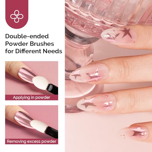 Image of MelodySusie 9Pcs Chrome Nail Powder for Gel Nails,Metallic Mirror Effect Pigment Stylish and Technological Fine Glitter for Home DIY Salon Use