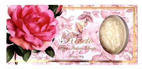 Saponificio Artigianale Fiorentino Soap Made in Italy - A Roseto 'Rose', Three Highly Decorative Carved Bars - 4.4 oz each bar by Saponificio Artigianale Fiorentino