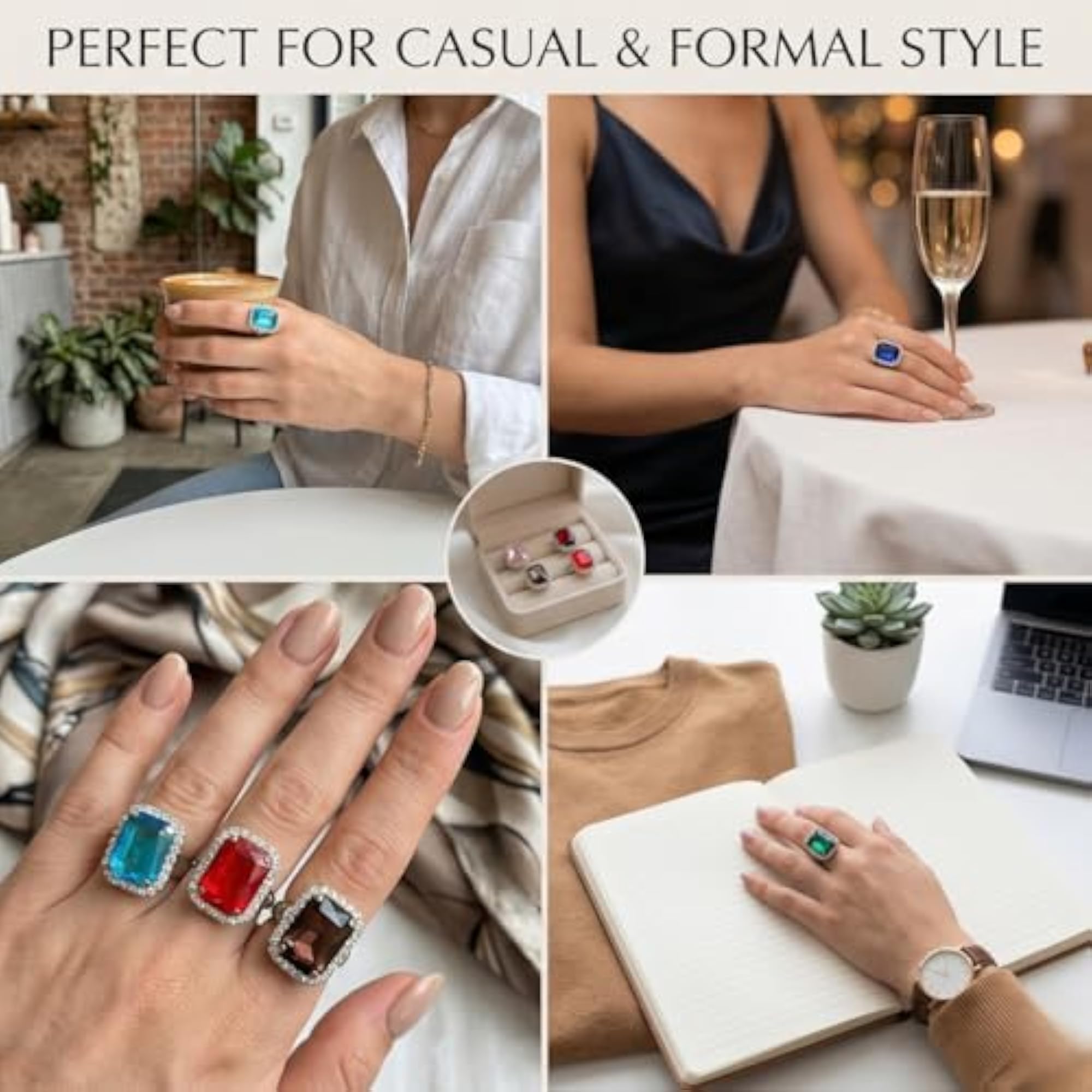 Multicolor Stone Adjustable Ring for Men