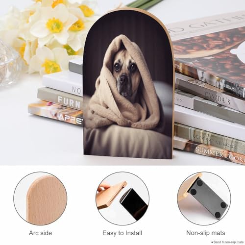 Sujetalibros de perro moderno y madera resistente para estantes de oficina 5