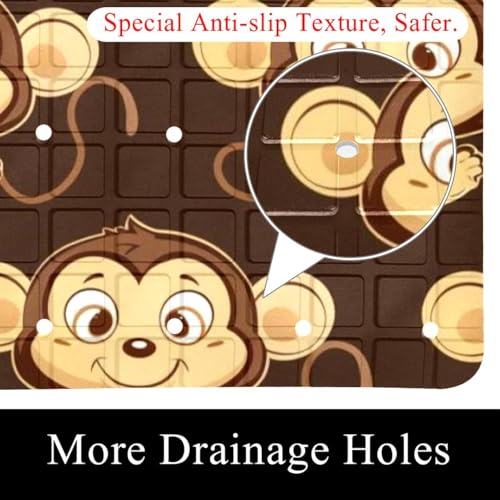 Tapis de bain singe marron en PVC antidérapant extra long pour baignoire - 3