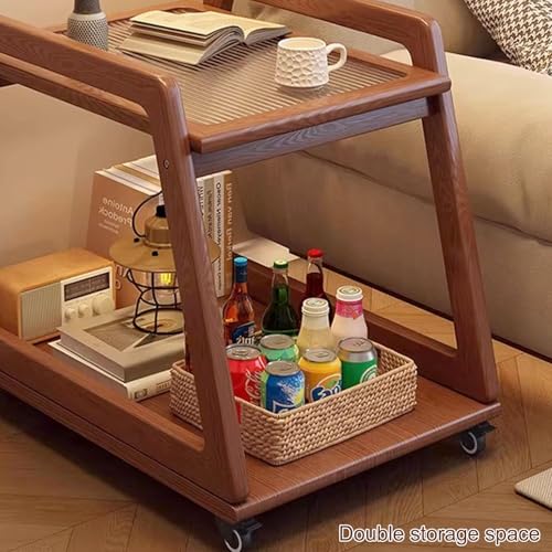 Table d'appoint à roulettes double couche pour optimiser les petits salons