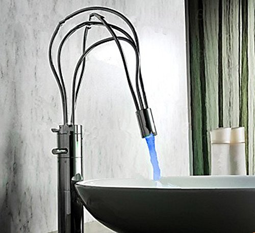 Robinet de salle de bain LED pour vasque vessel dans une ambiance spa moderne