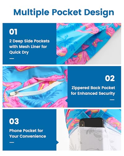 Image of maamgic Mens Swim Trunks with Compression Liner 7 Inch Inseam Mens Bathing Suit Quick Dry Swimming Trunks Swimsuit