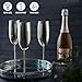Oak & Steel - 4 Silver Stainless Steel Champagne Flutes 10 oz with Gift Box - Elegant, Solid & Unbreakable - Outdoor Parties, Picnic, Beach & Pool