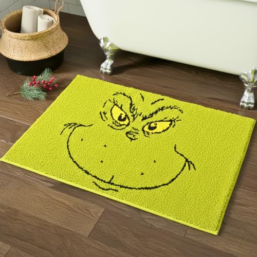 Collectibles Grinch by Dr. Seuss Holiday & Christmas Non Slip Plush Poly Knit Bathroom Mat Rug 21x34 (Officially Licensed Product) by Franco