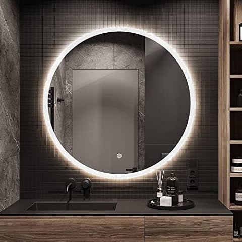 STARLEAD Badezimmer-Spiegel 80cm, Rund-Spiegel-mit-Beleuchtung mit Anti Fog, LED-Badspiegel Smart Touch Stufenlos Dimmbarer, 3 Farbtemperatur Cover