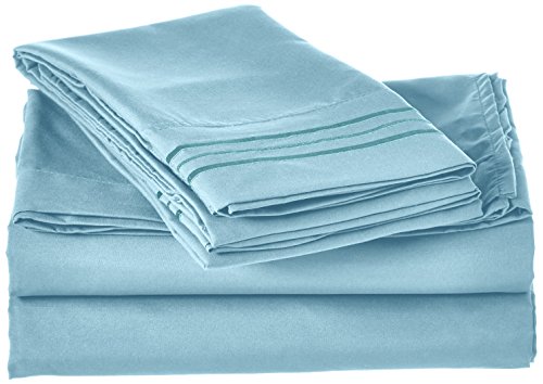 Elegant Comfort 1500 Premier Hotel Quality 4-Piece Bed Sheet Sets, Deep Pockets - Luxurious Wrinkle Free & Fade Resistant, Queen, Aqua