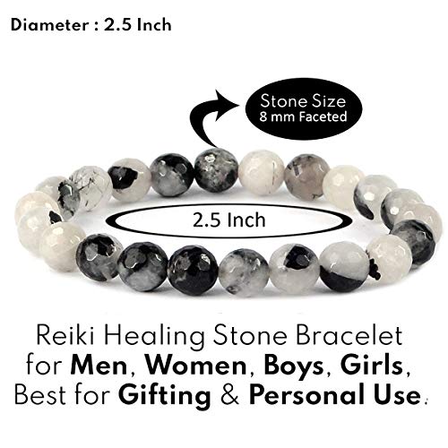 Image of Reiki Crystal Products Natural Crystal Stone 8 mm Faceted Diamond Cut Beads Bracelet for Men & Women | Reiki Charged Gemstone Bracelet | Multiple Stone Variants Available