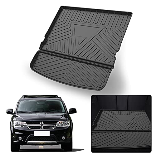 Elsetyler Cargo Liner for 2021 Journey - Black TPO All Weather Heavy Duty Waterproof Rear Cargo Tray Trunk Floor Mat Protector Compatible with 2009-2019 2020 2021 Dodge Journey