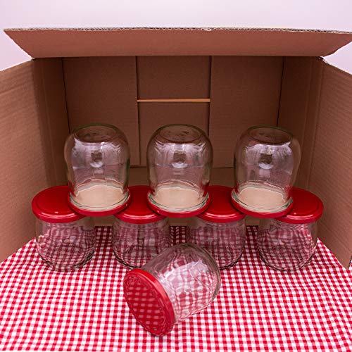 Flaschenbauer 417ml Premium Einmachgläser, 16 x Vielseitige Konservengläser mit Praktischem TO82 Twist-Off Deckel - Perfekt für Marmeladen, Honig, Obst, Gemüse - Diverse Farben & Sets - Dunkelrot